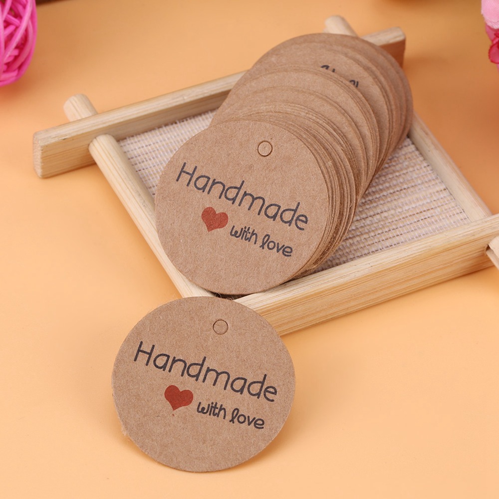 100pcs Price Tag Brown Handmad - Kraft Hang Tag recension och pris
