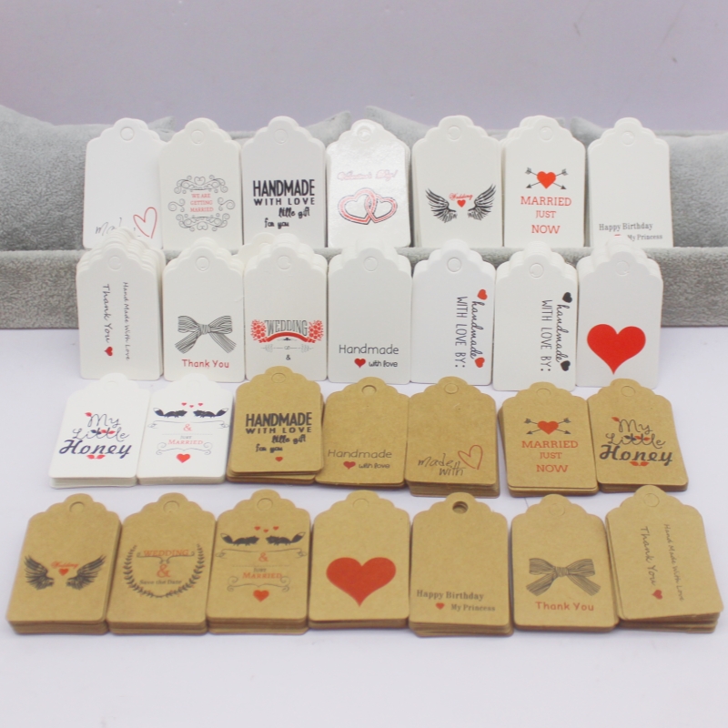 100pcs+100string 3x5cm white/k - Kraft Hang Tag recension och pris