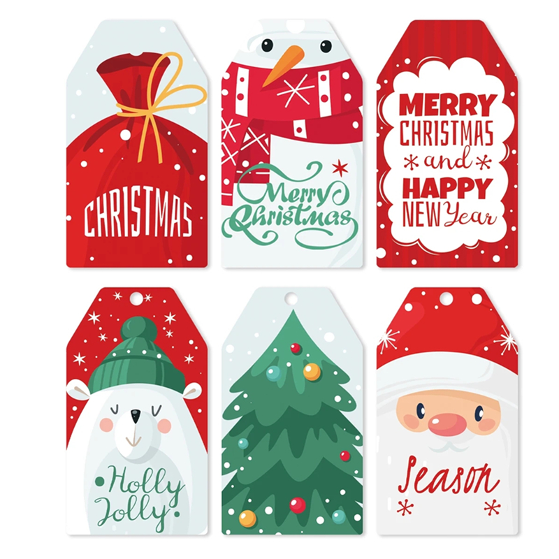 50pcs Christmas Paper Gift Tag - Kraft Hang Tag recension och pris